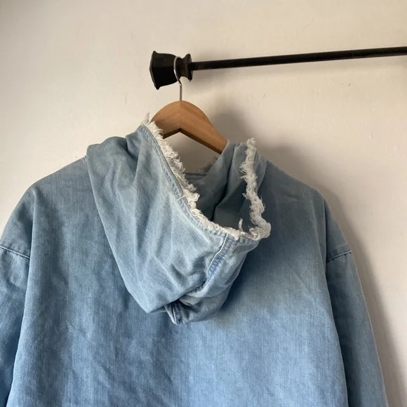 Elwood Large Denim Raw Edge Hoodie - Picture 9 of 12